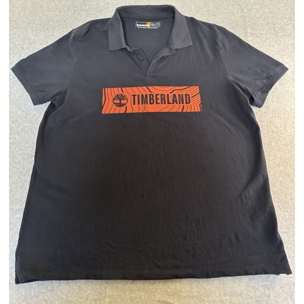 Timberland's Size XXL Polo Shirt Navy & Brown Logo Casual Wear